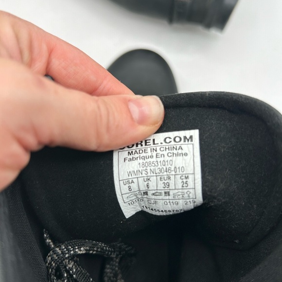 Sorel Lexie Wedge Lace Up Waterproof Leather Boot Bootie black size 8 - Picture 6 of 8